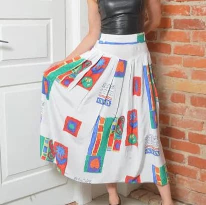Vintage 80s Pleated Midi Skirt