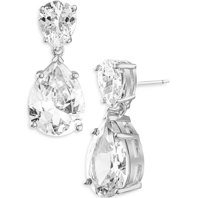 CZ by Kenneth Jay Lane Women's Double Pear Drop Earrings