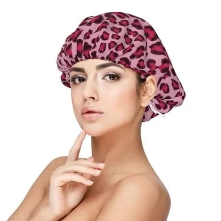 Rateoe Rose Leopard Print Pattern Silk Satin Hair Bonnet for Sleeping, Adjustable Sleep Cap Turban for Women , Curly Straight Hair Long Large Braid,