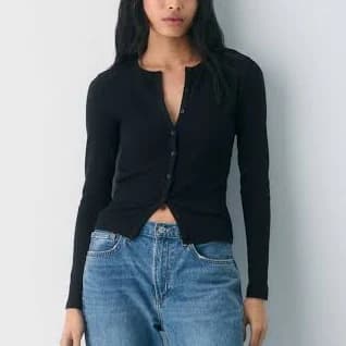 Aritzia Women's Homestretch Rib Syncopation Button-Up Blouse