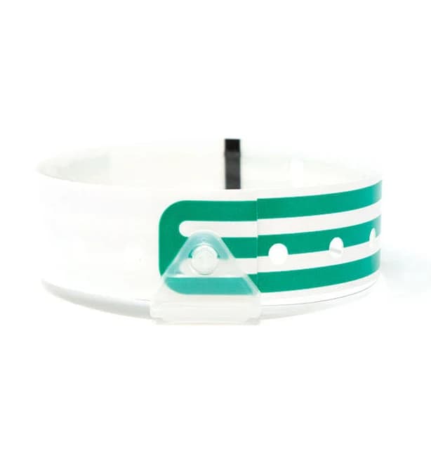 CompuBand Soft Direct Thermal Patient ID Wristband, Adult/Pediatric, Snap Closure, 1.0" Core, Green