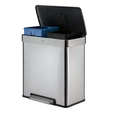 Qualiazero 16 Gallon Stainless Steel Step On Garbage Bin