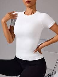 Easithlete 3pcs Women Plain Crew Neck Raglan Sleeve Casual Short Sleeve Sports T-Shirt, Seamless Compression Shirt Fitted Shirt Gym Shirts | SHEIN