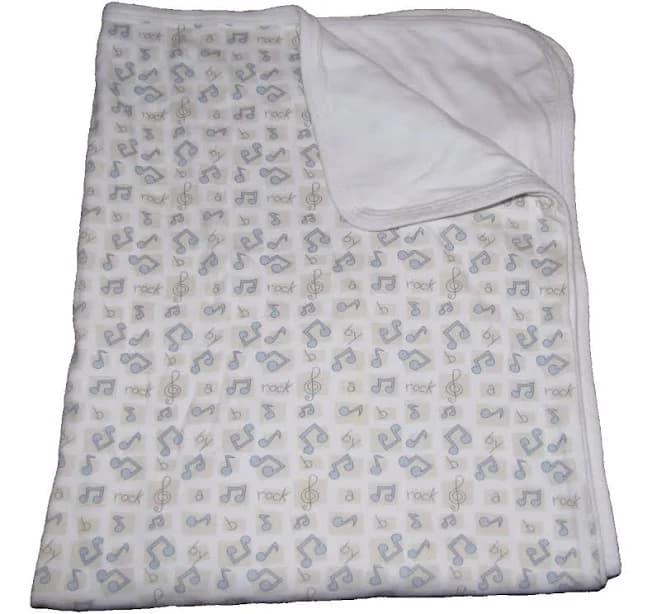 Rockstar Rock Star Rock A Bye By Baby Blanket Cotton White Blue Tan