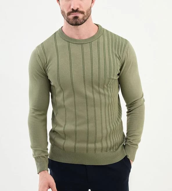 HolloMen Ribbed Crew Neck Sweater