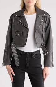 Back in Time Faux Leather Crop Moto Jacket – On Sale Now with Up to 89% Off | Discover Exclusive Deals & Savings at BeyondStyle – Authentic Blank NYC women|female|jacket|jacket/sportcoat|clothing with Limited-Time