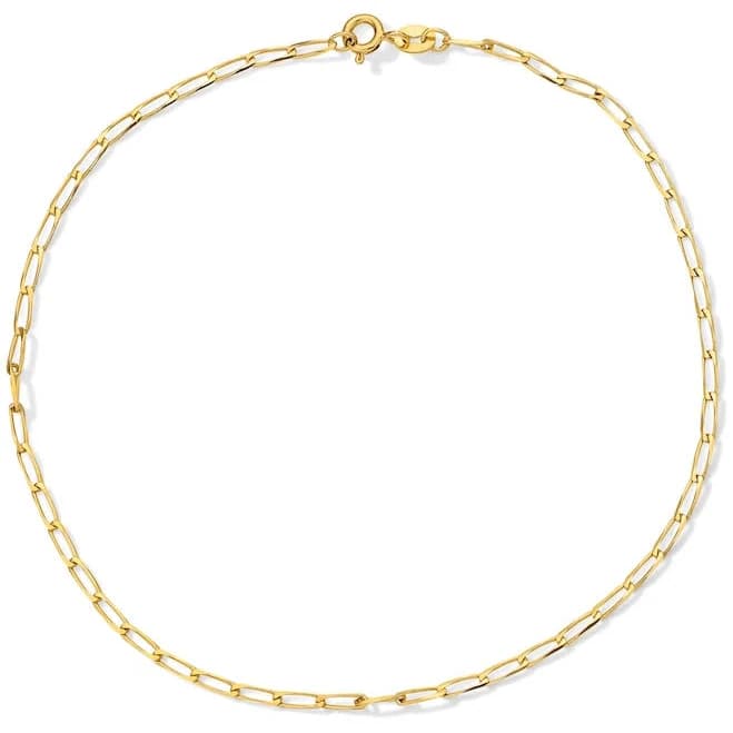 Zales 10K Gold Diamond-Cut Paper Clip Chain Anklet, 10"