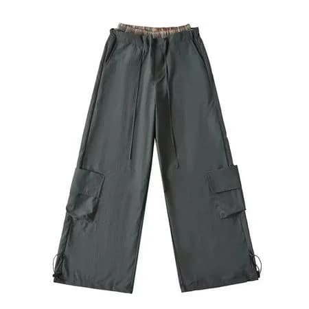 Women's Vintage Plaid Patchwork Wide-leg Cargo Pants
