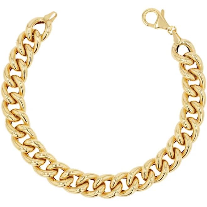 14K Yellow Gold Chunky Cuban Link Chain Bracelet