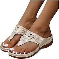 Amazon.com | Women's Wedge Sandal Orthopedic Flip Flops with Arch Support Breathable Summer Beach Sandals Comfortable Sandals | Flip-Flops