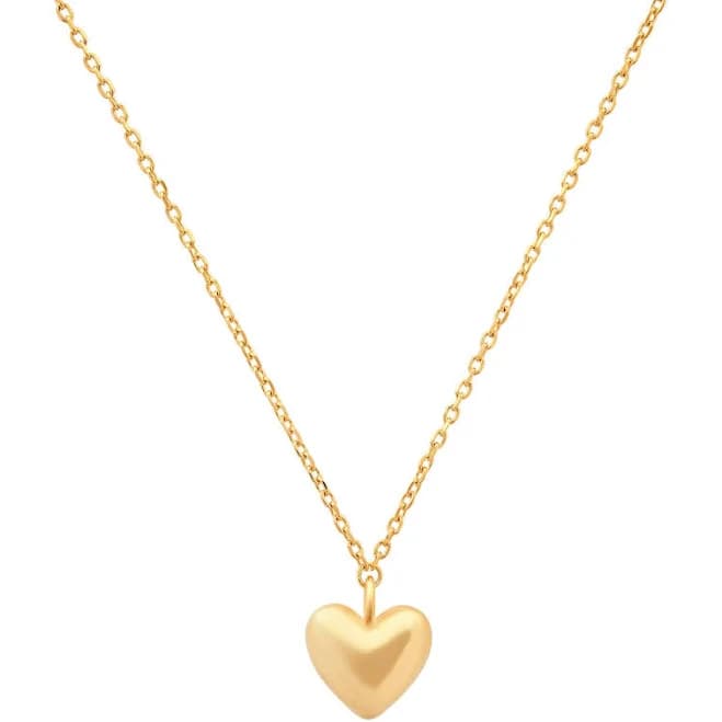 Gold Vermeil Puffed Heart Pendant Necklace