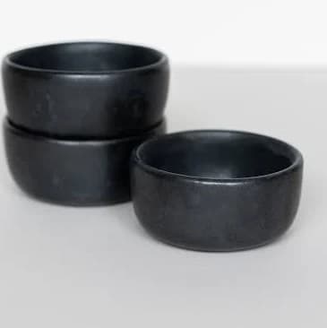 Black Matte Stoneware Pinch Bowl
