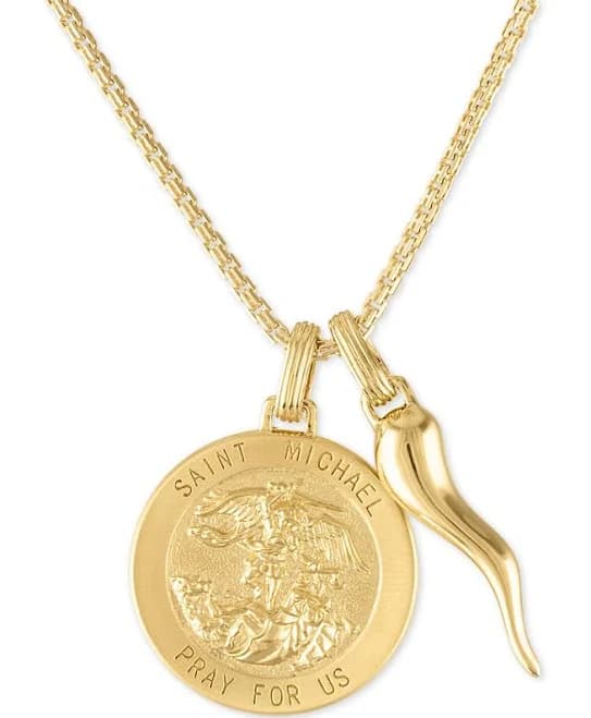 Esquire Men's 14k Gold-Plated Sterling Silver St. Michael Medallion Necklace