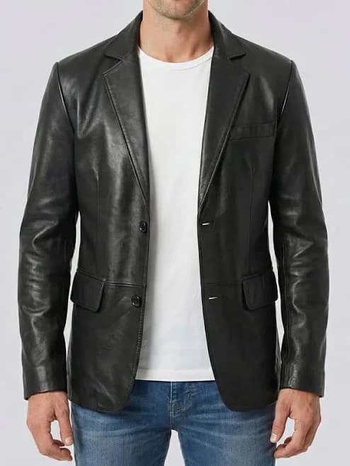 Men's Genuine Lambskin Leather Blazer Jacket