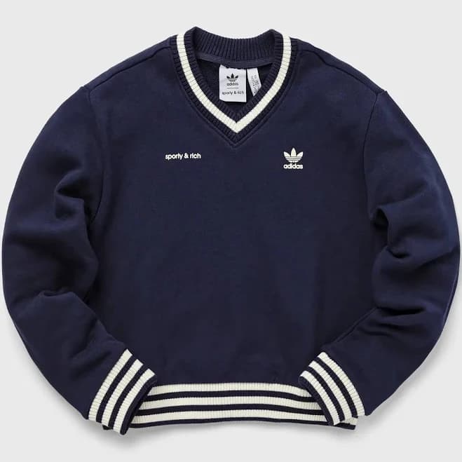 Adidas Originals x Sporty & Rich V-Neck Sweatshirt Navy/Cream