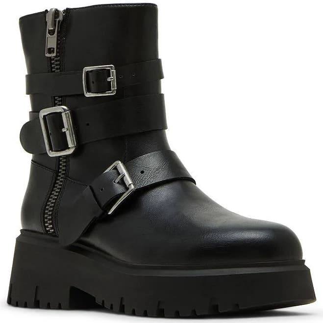 Madden Girl Women's Mally Moto Buckle Lug Sole Ankle Boots
