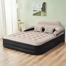 15 in. Queen Size Air Mattress with Headboard and Pump, Blow Up Mattress Inflatable Bed with Pillows