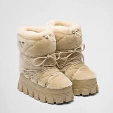 Nylon Plaque Ankle Shearling Boots For Women Lace Up Round Toe Snow Apres Ski Booties Luxury Designer Flats Size 35 42 From Factory Savbox69211, Bulk $75.99 | DHgate.Com