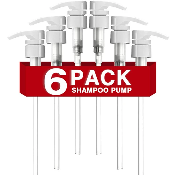 6 Pack White Universal Shampoo and Conditioner Pump