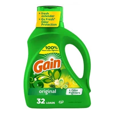 Gain Original HE Concentrated Liquid Laundry Detergent 32 Loads - 46 fl oz: Plastic Bottle, Cold Water Detergent, Spill-Resistant Lid, Aluminum-Free