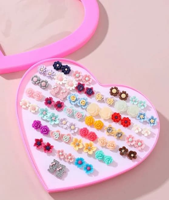 36 Pairs Flower Stud Earrings
