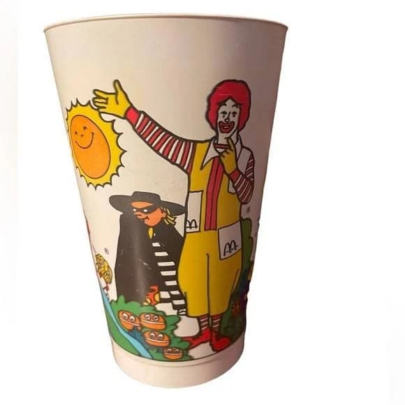 Vintage 1984 McDonald's 14oz Plastic Cup Ronald Grimace Fry Guys Hamburglar
