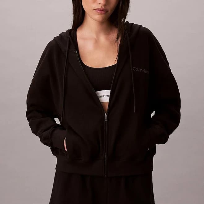 Calvin Klein Women's Cotton Jersey Full Zip Hoodie