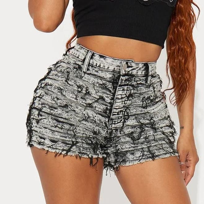 Fashion Nova Women's Onto The Next Shredded Stretch Denim Shorts