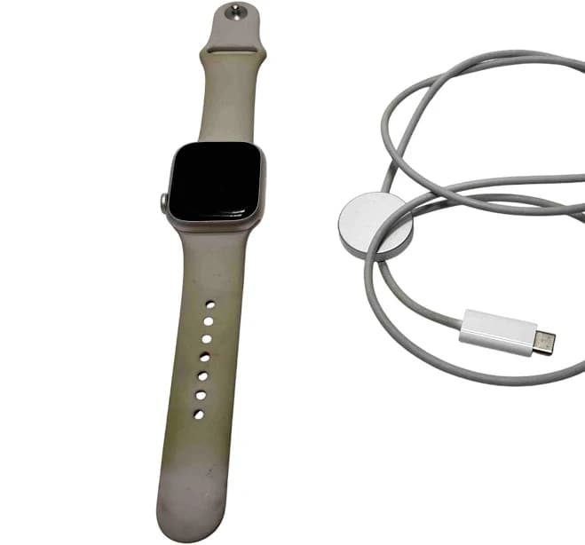 Apple Watch Series 8 45mm Aluminum Case with White Silicone Sport Band