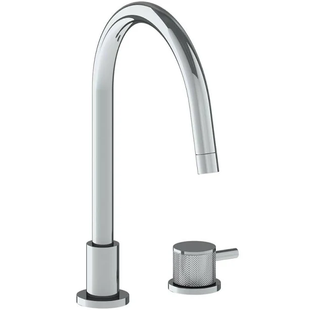 Deck Mounted 2 Hole Gooseneck Kitchen Faucet Polished 24K Gold