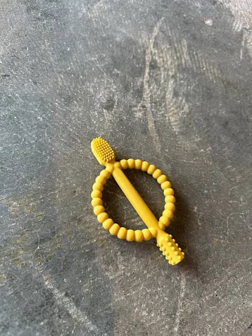 Silicone Tooth Brush Teether Ring Yellow