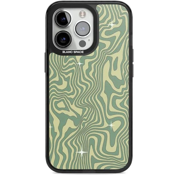 iPhone 13 Pro Max Magsafe Compatible Phone Case - Blanc Space - Green Abstract Wave - Impact Pro Protective and Shock Resistant Case