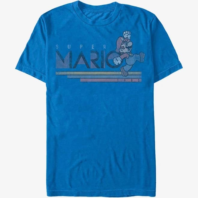 Nintendo Mario Super Lines Graphic T-Shirt - Blue - Mens Large