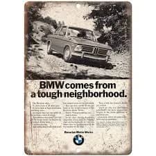 BMW Bavarian Motor Works Retro Ad 9" x 12" Reproduction Metal Sign A118