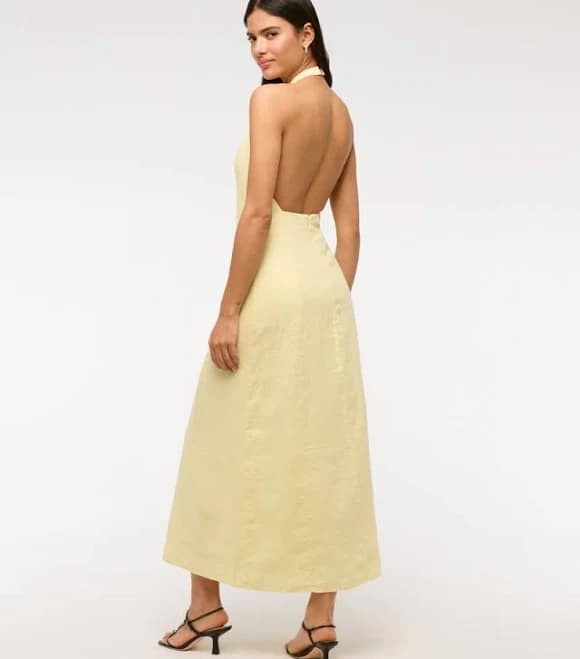 Abercrombie & Fitch Women's Premium Linen High-Neck Maxi Dress