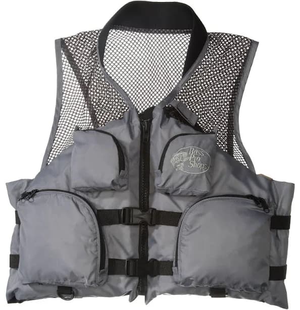 Bass Pro Shops Deluxe Mesh Fishing Life Vest for Adults - Silver Grey - 4XL