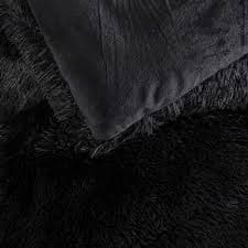 chovy Faux Fur Plush Black Comforter Sets King - Ultra Soft Shaggy Flannel Ve... | eBay