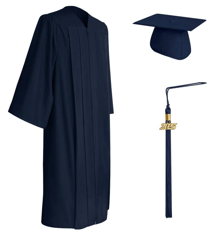 Matte Black Cap Gown Graduation Set Tassel