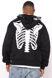 Skull Body Zip Up Hoodie - Black | Fashion Nova