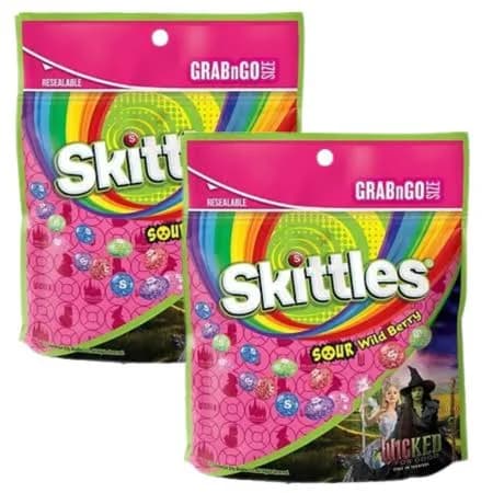 Skittles Limited Edition Wicked for Good Sour Wild Berry Candy 7.2 oz Bag (Pack of 2)