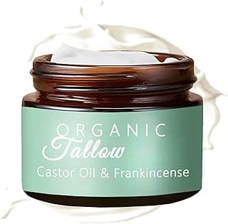 Grass-fed Beef Tallow with Frankincense Oil & Castor oil, Organic Beef Tallow Moisturizer for Skin, Tallow and Manuka Honey Cream for Face, Body (1)