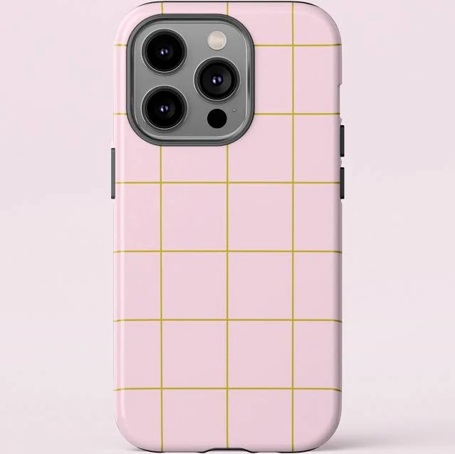 Pink Grid iPhone Case: Modern Checkered Design