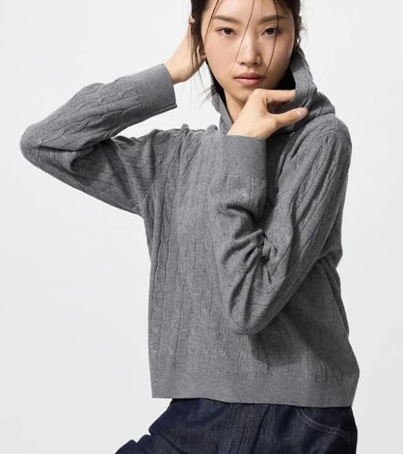 UNIQLO Washable Knit Cable Hoodie