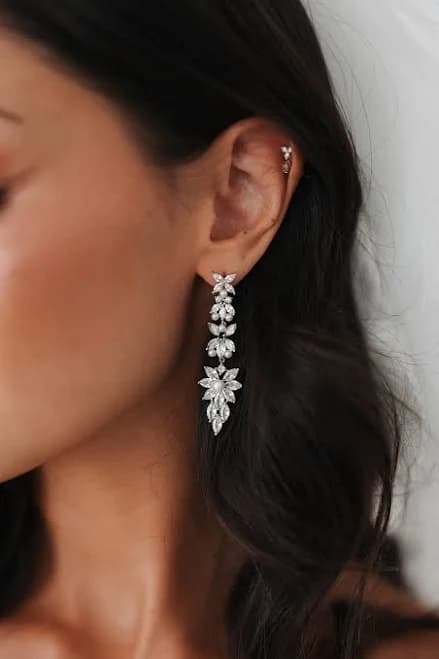 Untamed Petals Rosette Crystal Drop Earrings