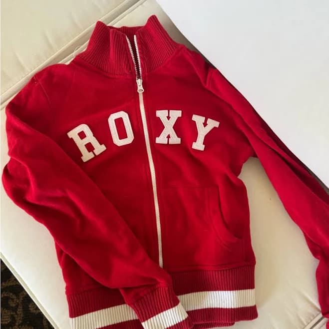 Roxy Jackets & Coats | Roxy Scarlet Zip-Up Hoodie | Color: Red/White | Size: S | Luckbaker's Closet