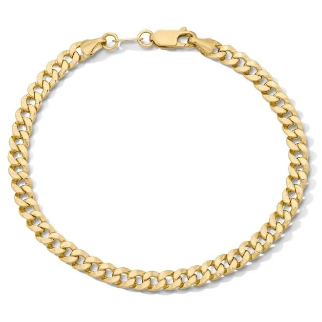 10K Gold Bonded Cuban Curb Chain Bracelet, 8"
