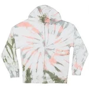 Custom Multicolor Watery Web Zipped Hooded Sweatshirt Tie Dye