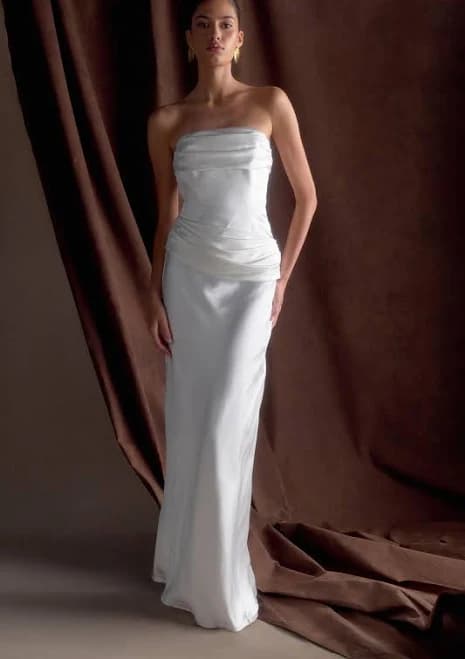 Meshki Jasmine Strapless Satin Maxi Dress