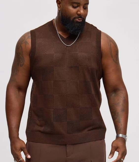 Fashion Nova Men's Textured Tiles V-Neck Vest