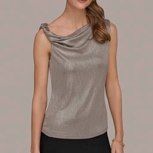 Donna Karan Women's Metallic Twist One-Shoulder Top